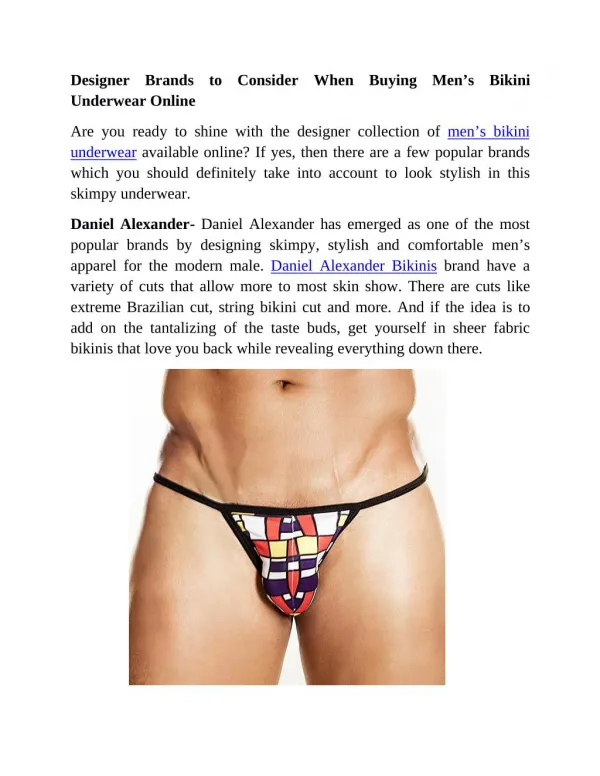 Designer Brands to Consider When Buying Men's Bikini Underwear Online