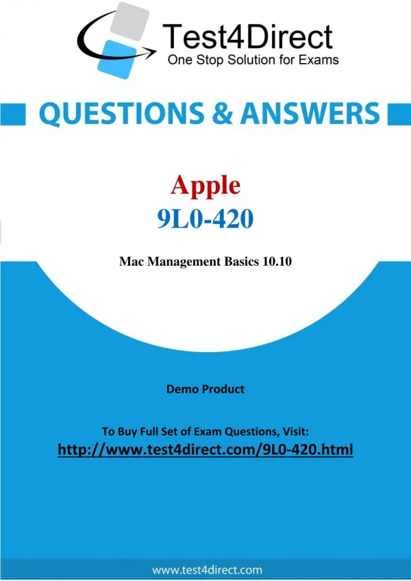 Apple 9L0-420 Exam - Updated Questions