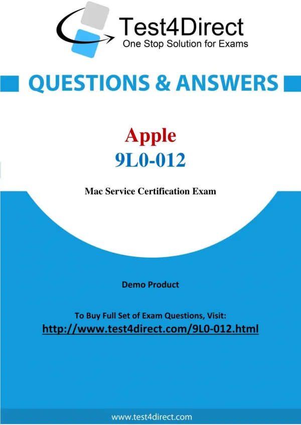 9L0-012 Apple Exam - Updated Questions