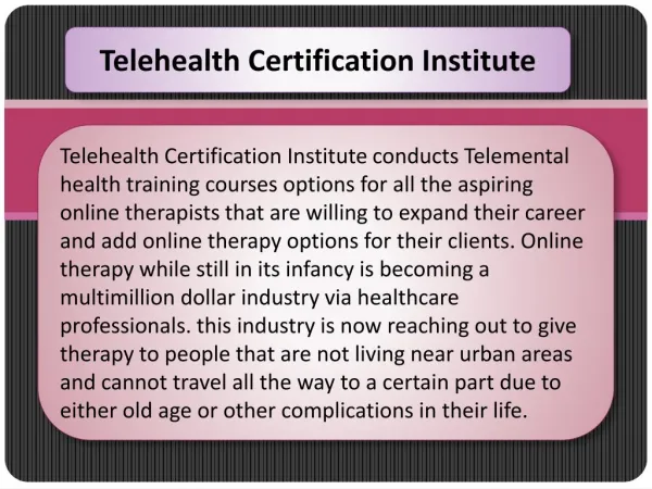 Telehealth Certification Institute