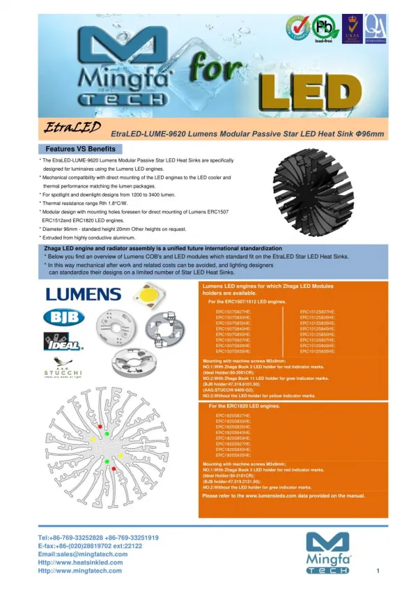 EtraLED-LUME-9620 Lumens Modular Passive Star LED Heat Sink ?96mm