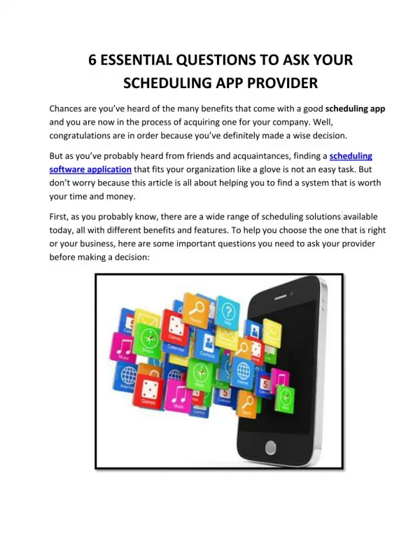 6 Essential Questions To Ask Your Scheduling App Provider