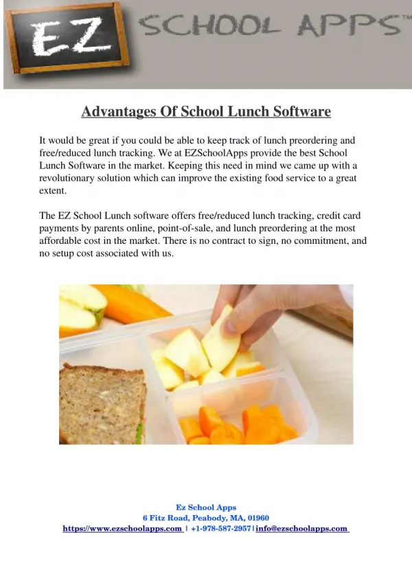 Advantages Of School Lunch Software
