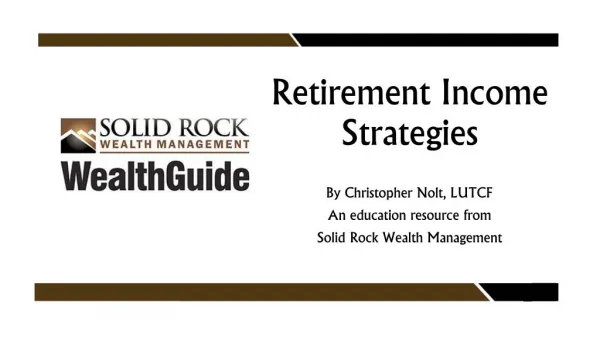 Retirement Income Strategies
