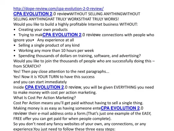 CPA EVOLUTION 2.0 review and 2300$ bonuses