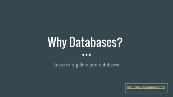 Intro to big data and databases
