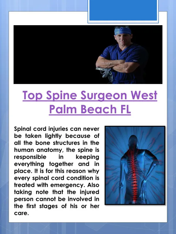 Top Spine Surgeon West Palm Beach FL