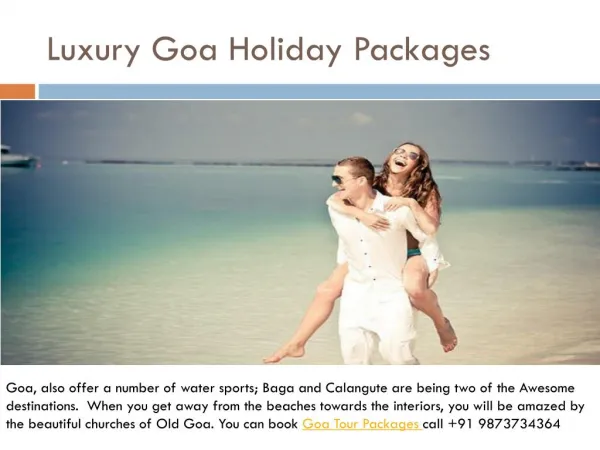 Luxury goa holiday packages