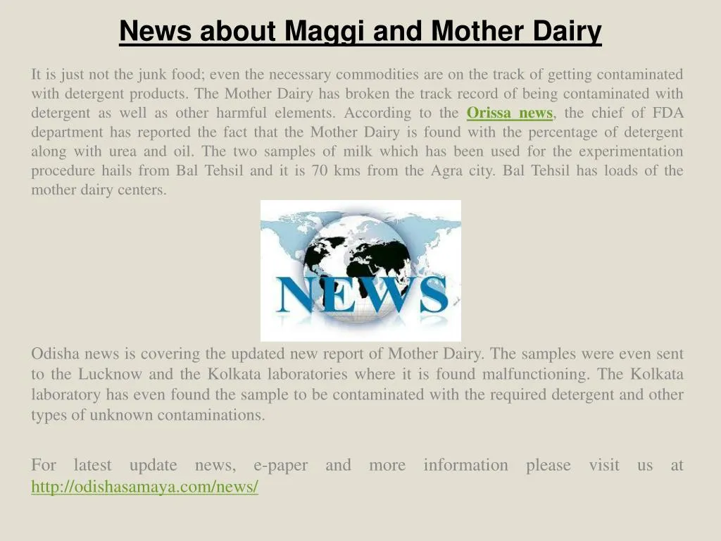 news about maggi and mother dairy