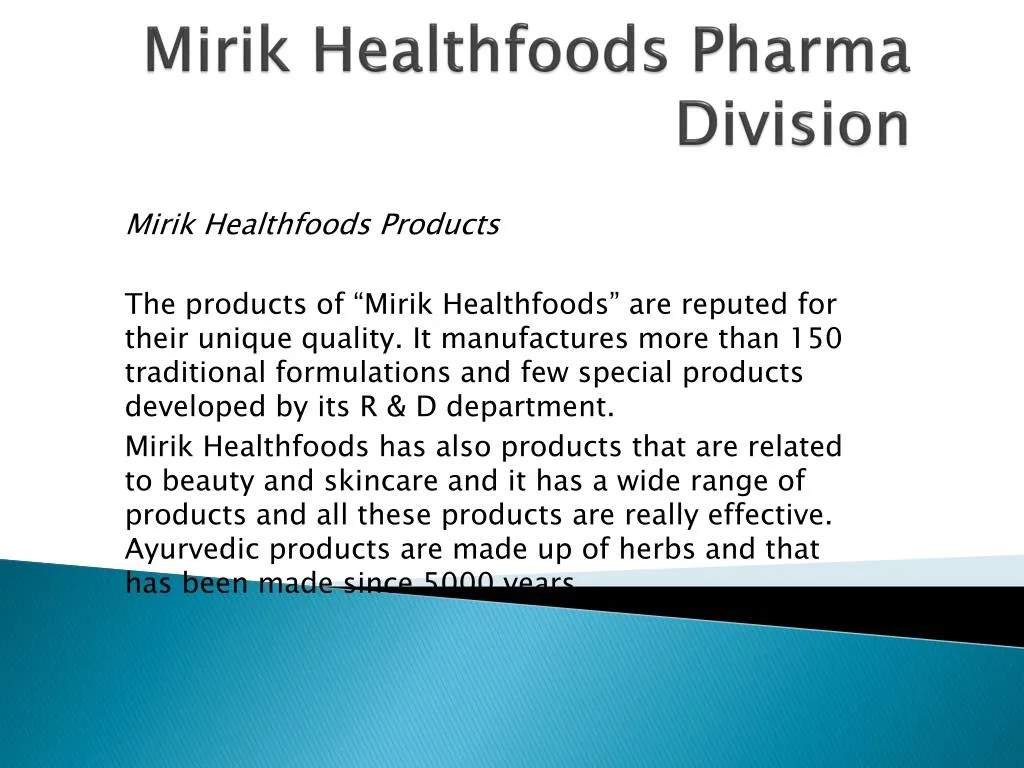 mirik healthfoods pharma division