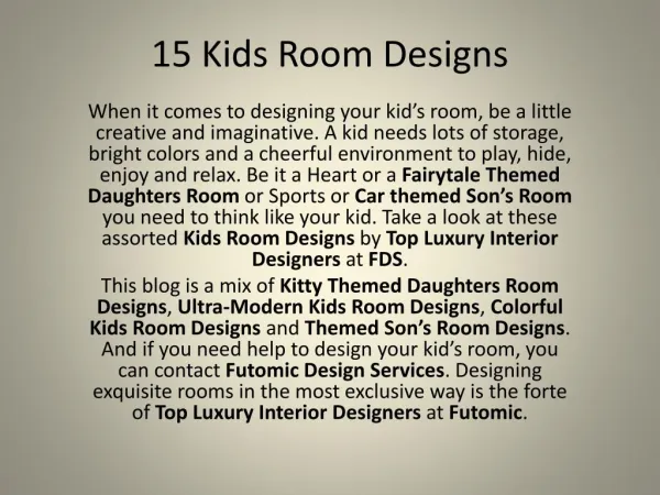 Top Designs for Kids Room