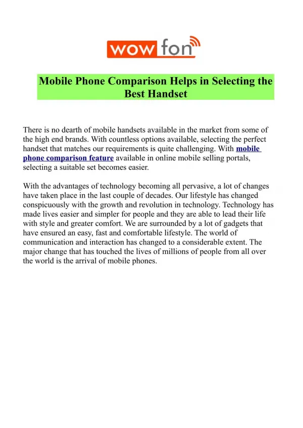 Compare Mobile Phone Price & Features