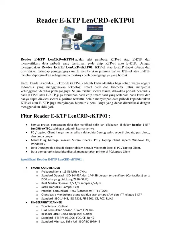 Reader E-KTP LenCRD-eKTP01