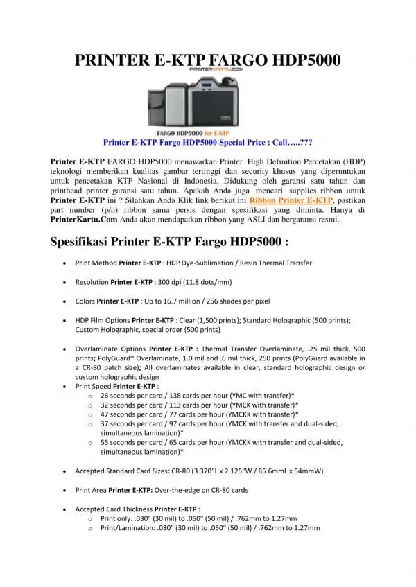 Printer E-KTP FARGO HDP5000
