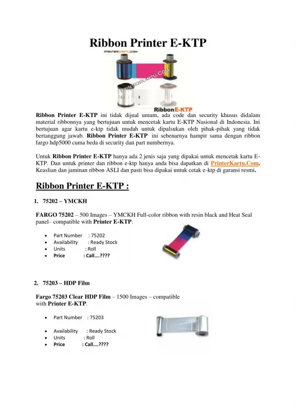 Ribbon Printer E-KTP