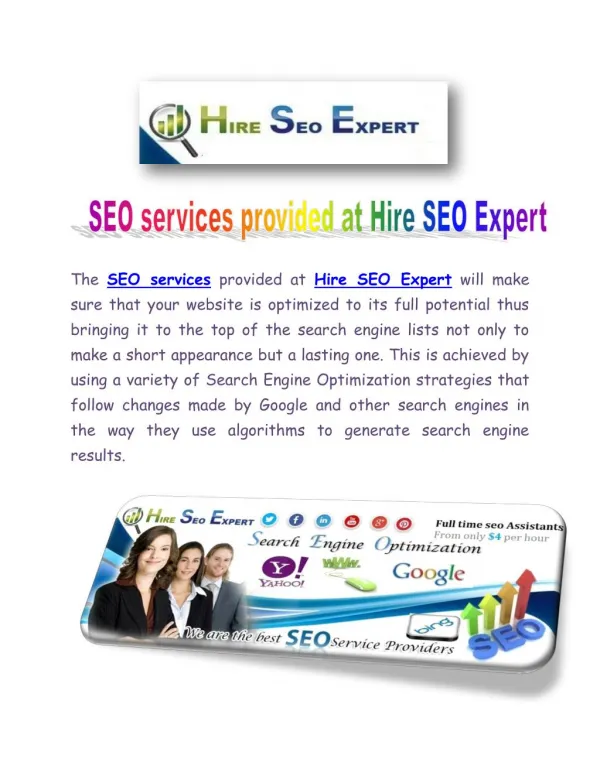 SEO services provided at Hire SEO Expert