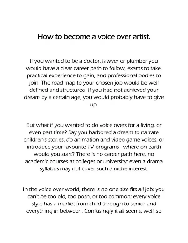 How to be a voiceover artist