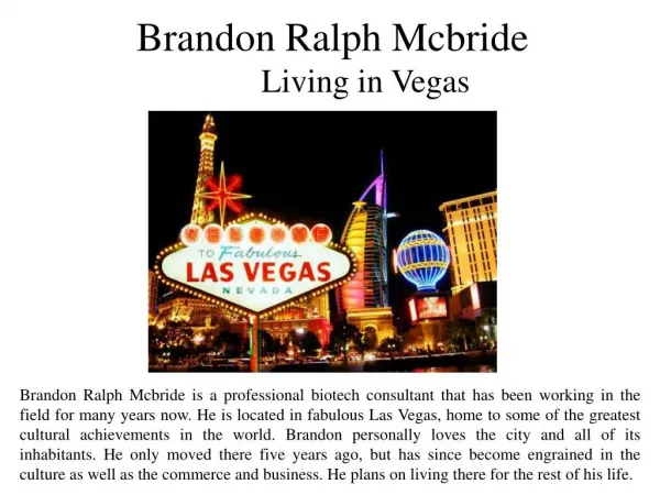 Brandon Ralph Mcbride living in Vegas
