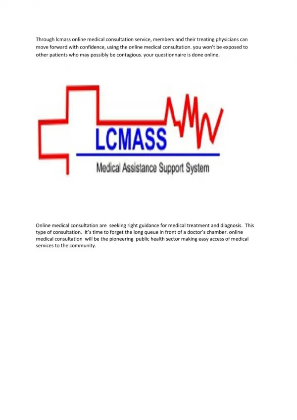 online medical consultation service by lcmass