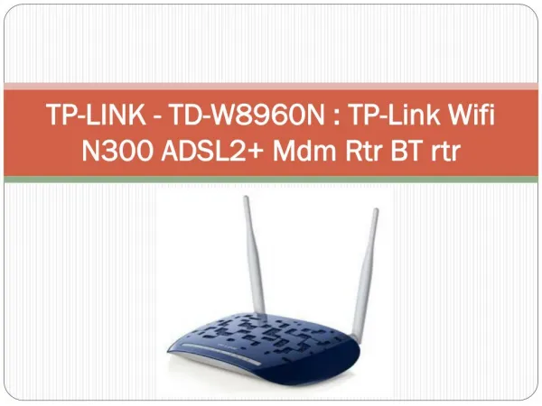 TP-LINK - TD-W8960N TP-Link Wifi N300 ADSL2 Mdm Rtr BT rtr