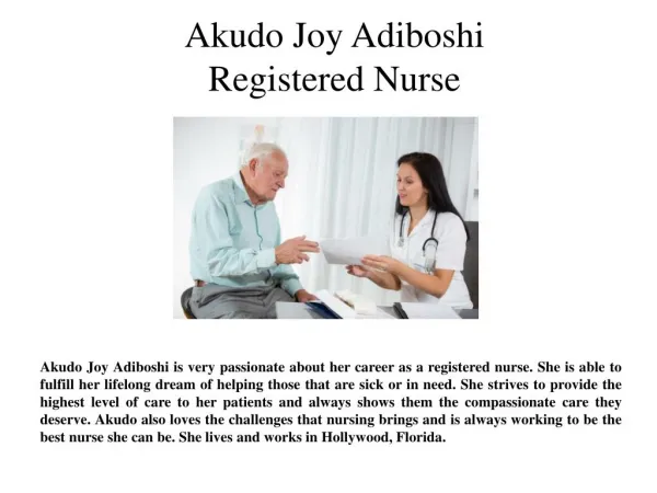 Akudo Joy Adiboshi- Registered Nurse