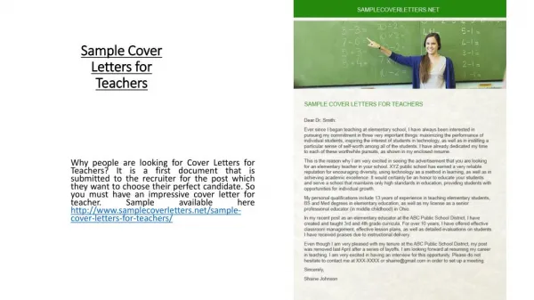 Sample Cover Letters for Teachers