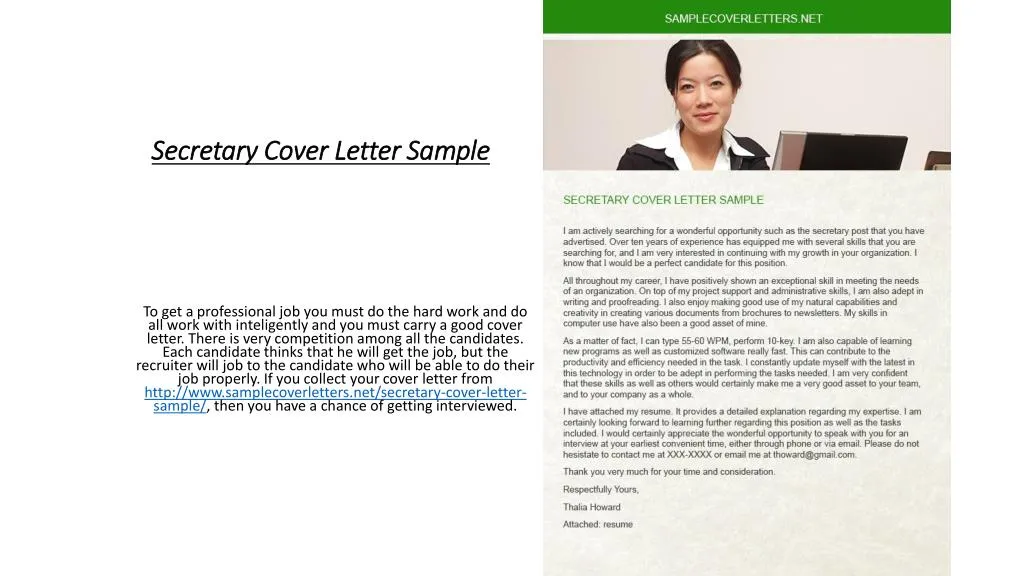secretary cover letter sample