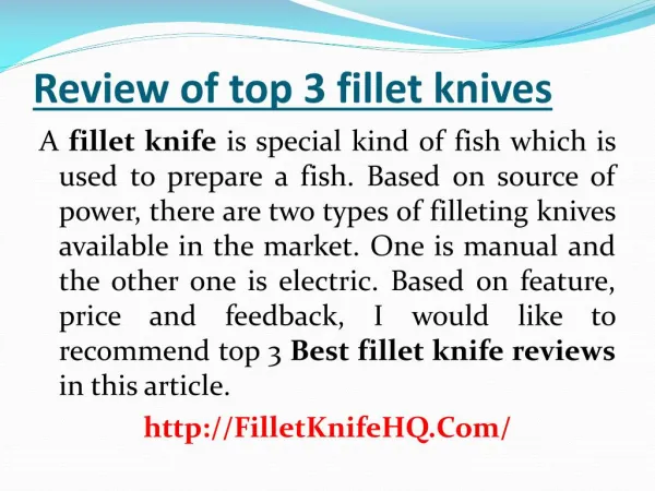 Review of top rated 3 best fillet knives On Buyers Guide For 2016