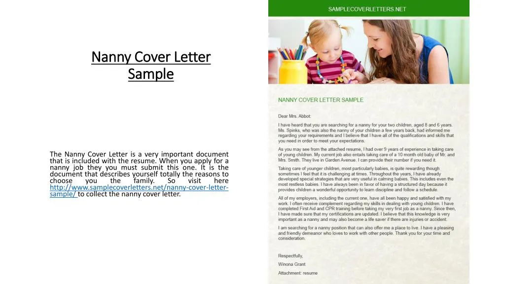 nanny cover letter sample
