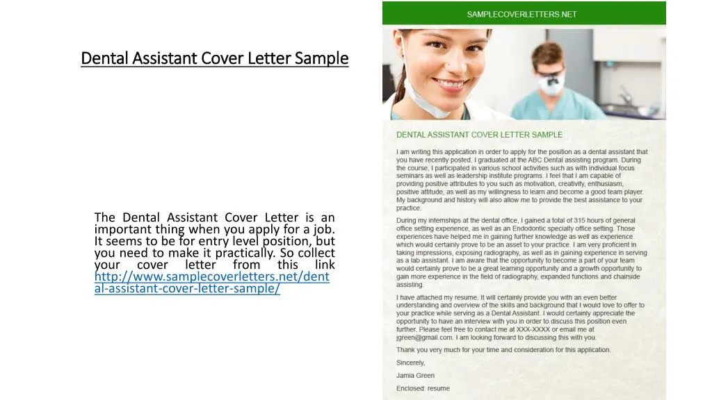 dental assistant cover letter sample