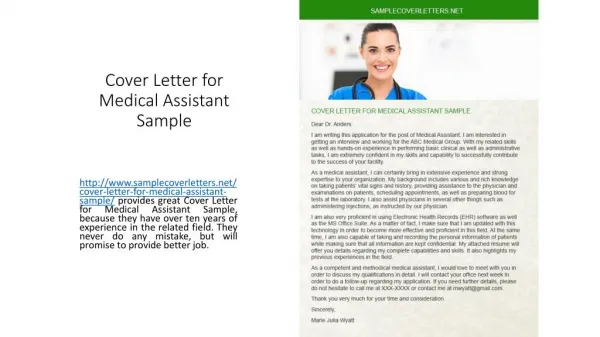 Cover Letter for Medical Assistant Sample