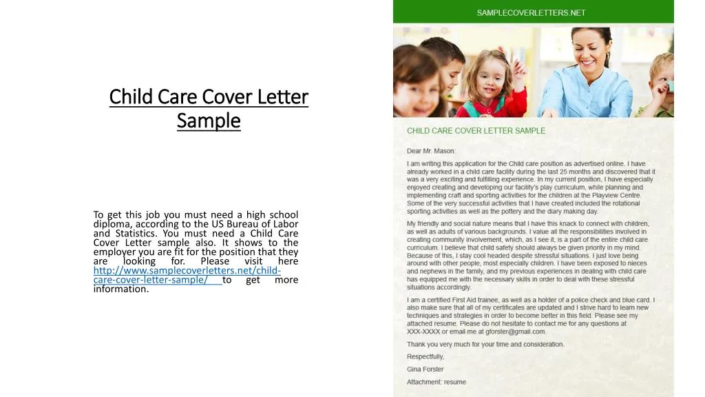 child care cover letter sample