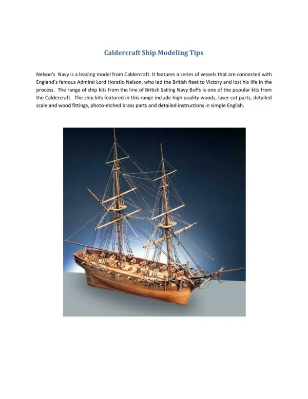 Caldercraft Ship Modeling Tips