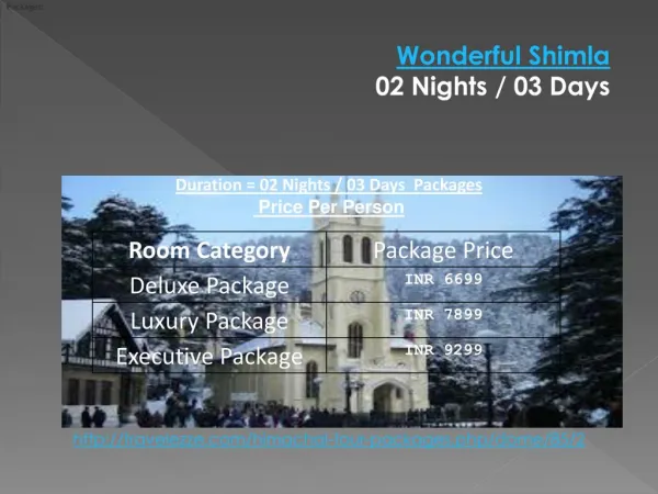 Wonderful Shimla 02 Nights / 03 Days