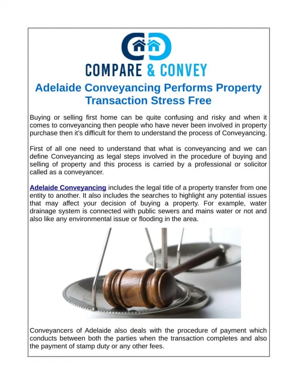 Adelaide Conveyancing Performs Property Transaction Stress Free