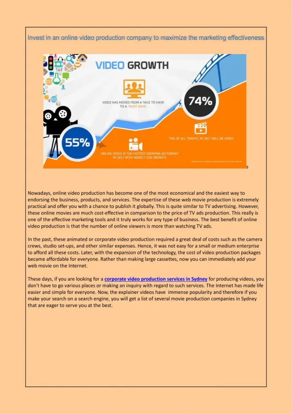 Invest in an online video production company to maximize the marketing effectiveness