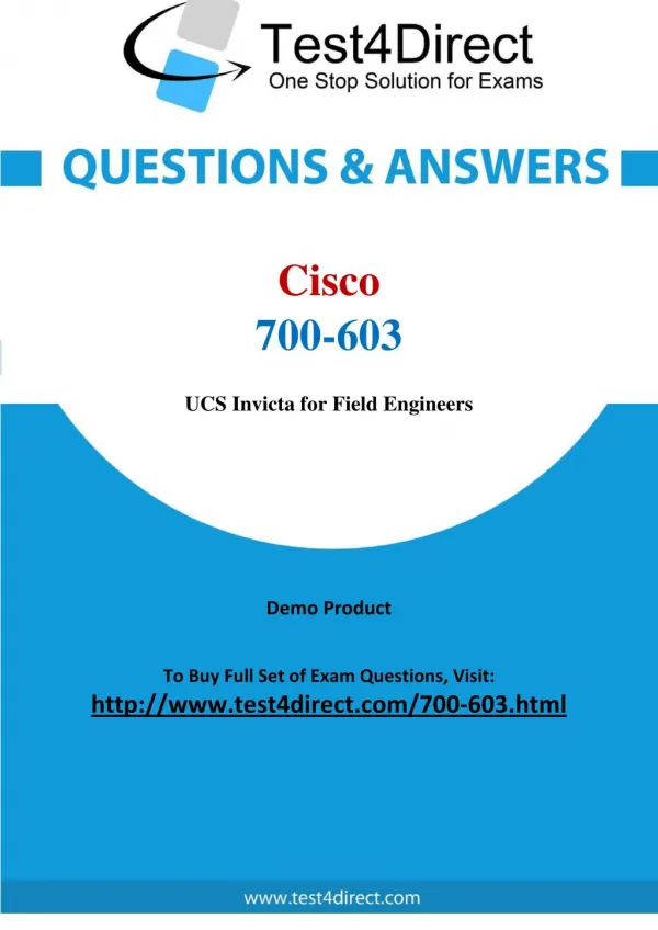 Cisco 700-603 Exam - Updated Questions