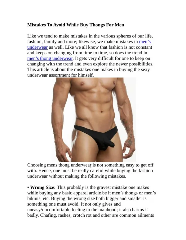 Mistakes To Avoid While Buy Thongs For Men