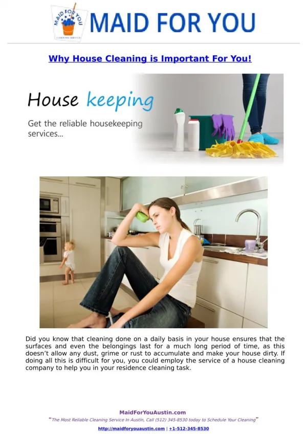 Why House Cleaning is Important For You