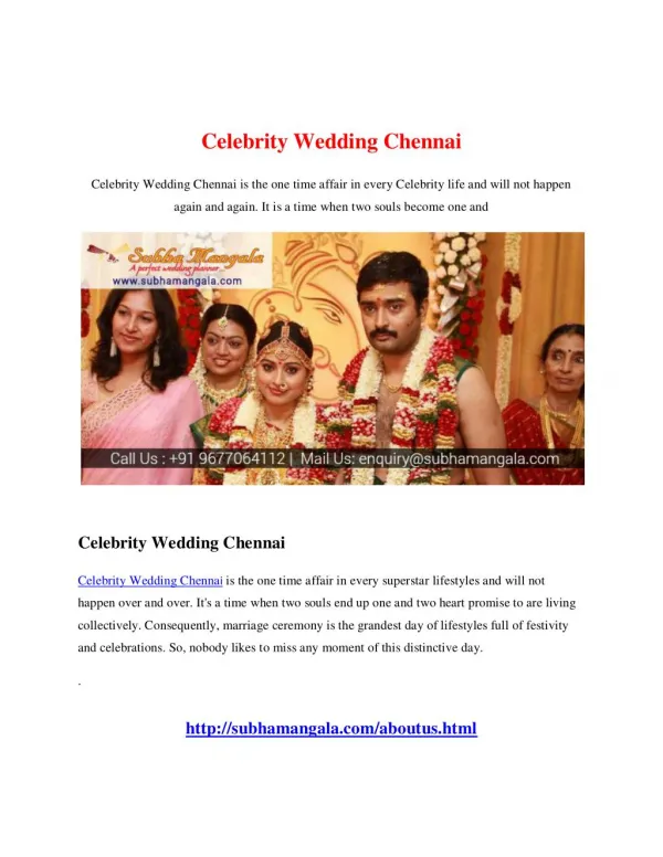 Celebrity Wedding Chennai