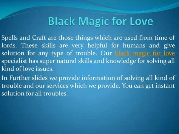 Black magic for love