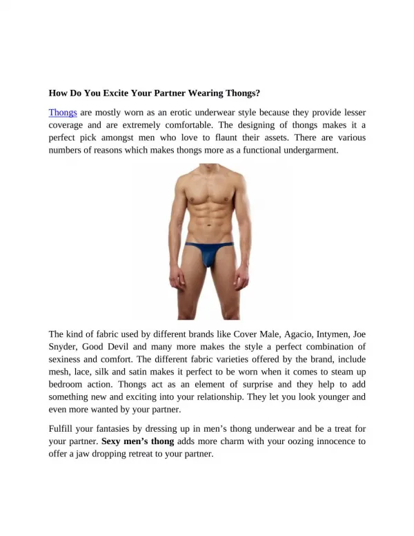 How Do You Excite Your Partner Wearing Thongs?
