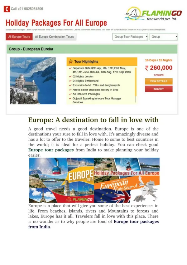 Europe: A Destination To Fall In Love With