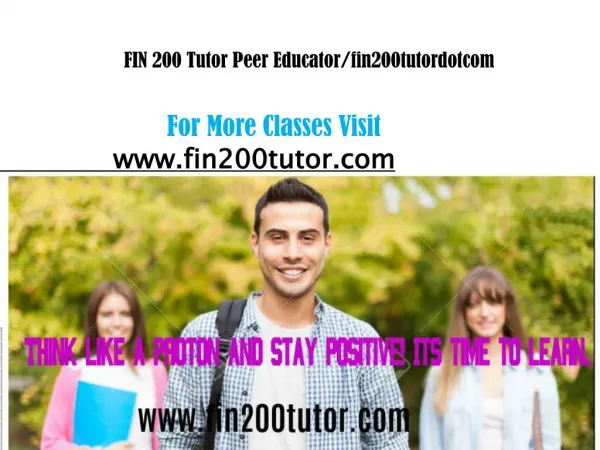 FIN 200 Tutor Peer Educator/fin200tutordotcom