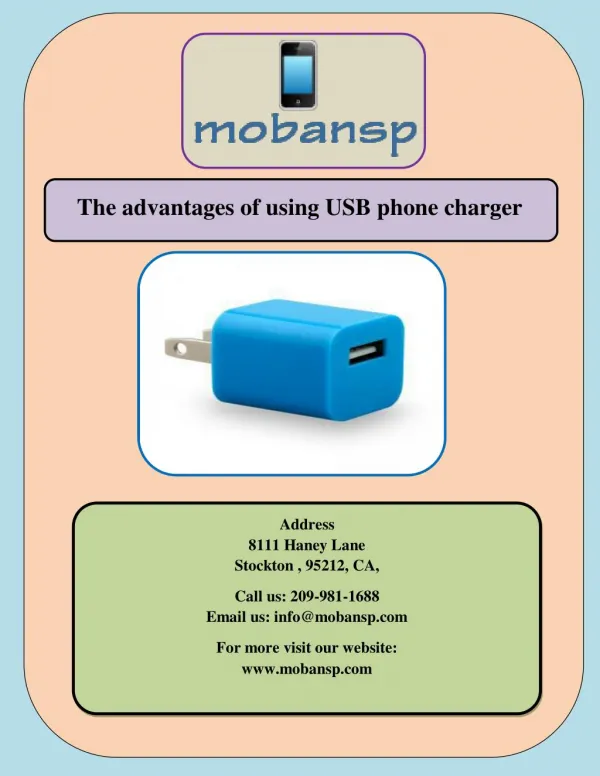 The advantages of using USB phone charger