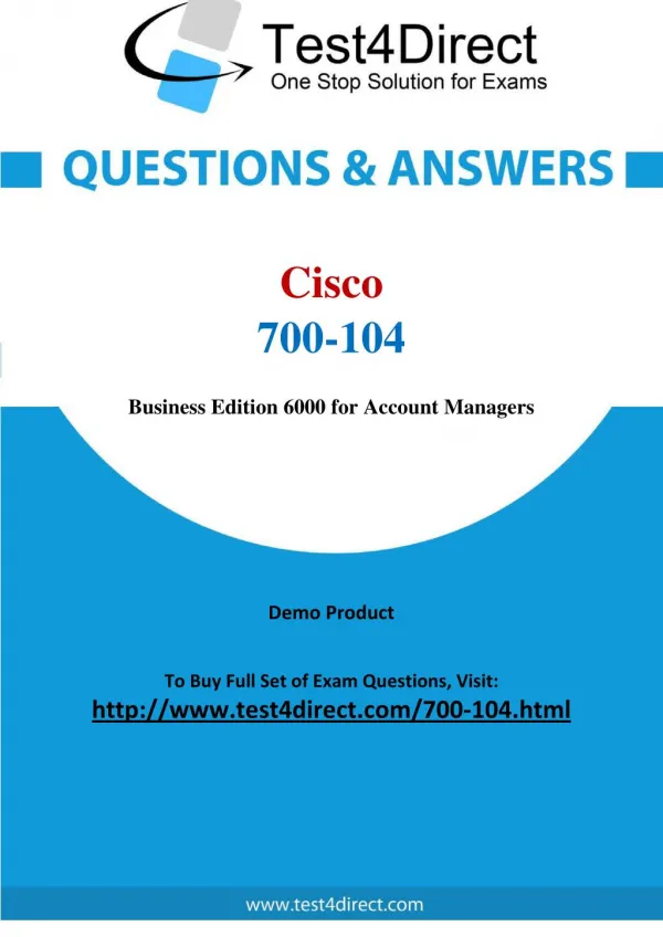 Cisco 700-104 Specialist Real Exam Questions