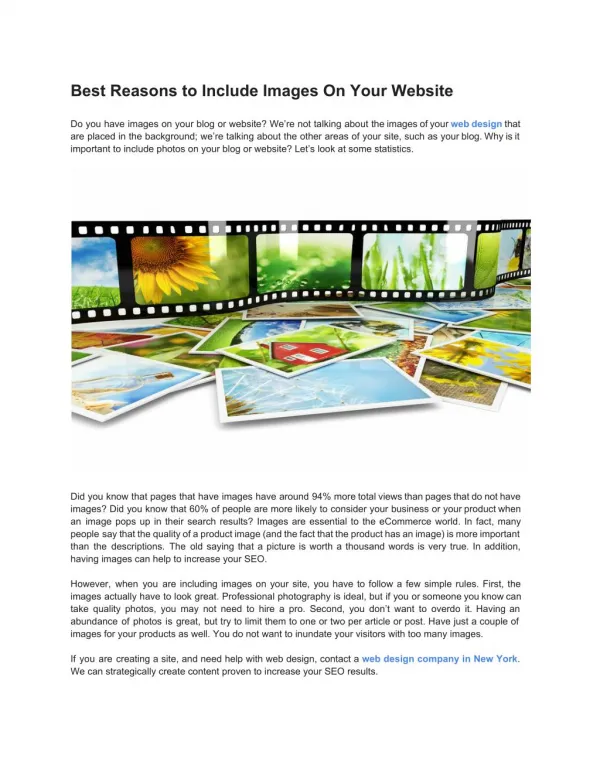 Best Reasons to Include Images On Your Website