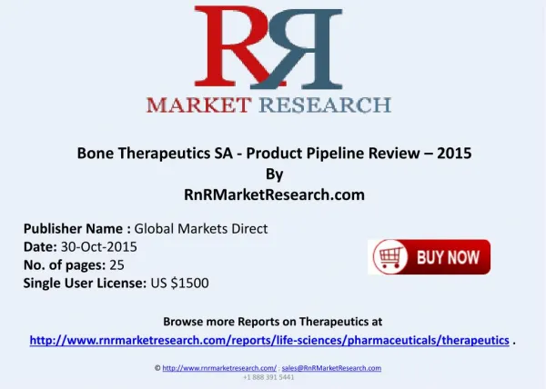 Bone Therapeutics SA Product Pipeline Review 2015