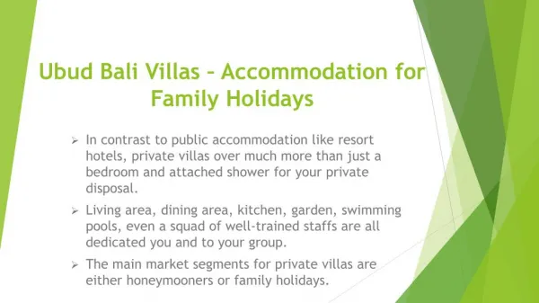 Ubud Bali Villas – Accommodation for Family Holidays