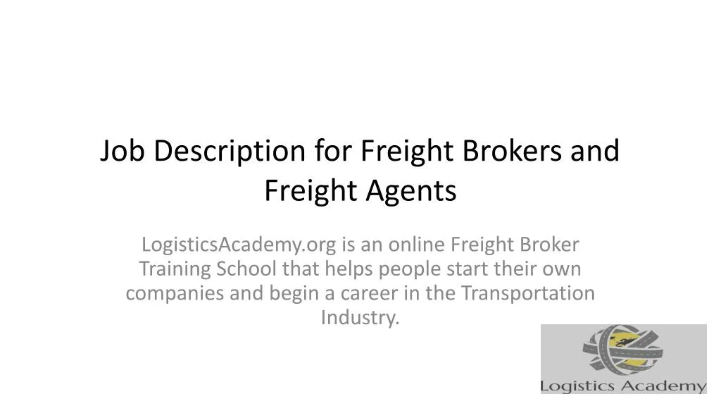 job description for freigh t brokers and freight agents